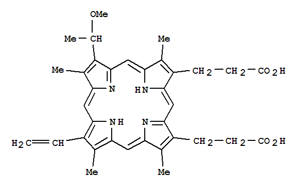 12-Ethenyl-7-(1-methoxyethyl)-3,8,13,17-tetramethyl-21h,23h-porphine-2,18-dipropanoic acidStructure,327050-60-2Structure 12-Ethenyl-7-(1-methoxyethyl)-3,8,13,17-tetramethyl-21h,23h-porphine-2,18-dipropanoic acid Structure,327050-60-2Structure