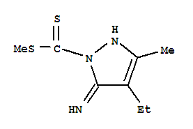 4-乙基-5-亞氨基-3-甲基-2,5-二氫-1H-吡唑-1-二硫代甲酸甲酯結(jié)構(gòu)式_342411-69-2結(jié)構(gòu)式