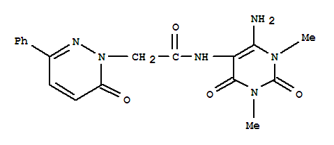 1(6H)-pyridazineacetamide, n-(6-amino-1,2,3,4-tetrahydro-1,3-dimethyl-2,4-dioxo-5-pyrimidinyl)-6-oxo-3-phenyl-Structure,346407-20-3Structure 1(6H)-pyridazineacetamide, n-(6-amino-1,2,3,4-tetrahydro-1,3-dimethyl-2,4-dioxo-5-pyrimidinyl)-6-oxo-3-phenyl- Structure,346407-20-3Structure