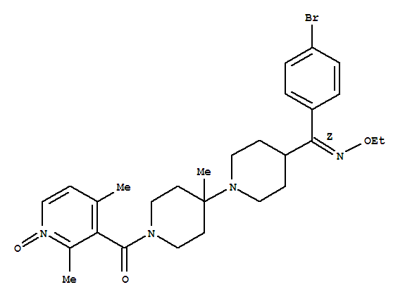 4-[4-[C-(4-溴苯基)-N-乙氧基亞胺甲?；鵠-1-哌啶基]-4-甲基-1-哌啶基]-(2,4-二甲基-1-氧代-吡啶-3-基)甲酮結(jié)構(gòu)式_370893-06-4結(jié)構(gòu)式