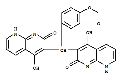 1,8-Naphthyridin-2(1h)-one,3,3-(1,3-benzodioxol-5-ylmethylene)bis[4-hydroxy-(9ci)Structure,401938-12-3Structure 1,8-Naphthyridin-2(1h)-one,3,3-(1,3-benzodioxol-5-ylmethylene)bis[4-hydroxy-(9ci) Structure,401938-12-3Structure