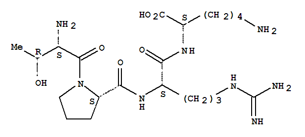 (2S)-6-氨基-2-[[(2s)-2-[[(2s)-1-[(2s,3r)-2-氨基-3-羥基-丁?；鵠吡咯烷-2-羰基]氨基]-5-(二氨基亞甲基氨基)戊酰基]氨基]己酸結構式_56767-30-7結構式