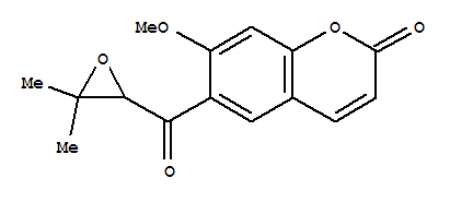 (-)-6-[(3,3-二甲基環(huán)氧乙烷)羰基]-7-甲氧基-2H-1-苯并吡喃-2-酮結構式_63975-56-4結構式