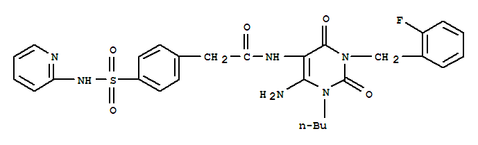  n-[6-氨基-1-丁基-3-[(2-氟苯基)甲基]-1,2,3,4-四氫-2,4-二氧代-5-嘧啶]-4-[(2-吡啶氨基)磺?；鵠-苯乙酰胺結(jié)構(gòu)式_748149-28-2結(jié)構(gòu)式