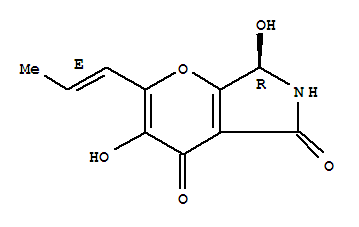 (2R)-2,6-二羥基-5-[(1E)-1-丙烯-1-基]-1,2-二氫吡喃并[3,2-b]吡咯-3,7-二酮結(jié)構(gòu)式_773855-65-5結(jié)構(gòu)式