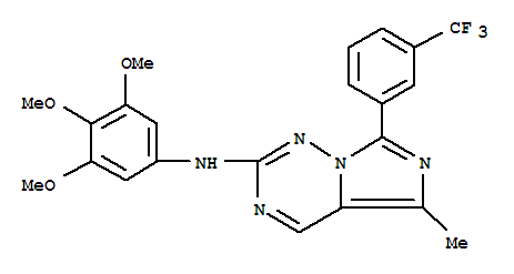5-甲基-7-[3-(三氟甲基)苯基]-N-(3,4,5-三甲氧基苯基)咪唑[5,1-f][1,2,4]三嗪-2-胺結(jié)構(gòu)式_774460-98-9結(jié)構(gòu)式