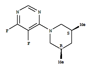 rel-(9CI)-4-[(3R,5S)-3,5-二甲基-1-哌啶基]-5,6-二氟嘧啶結構式_792915-24-3結構式