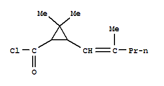 (9ci)-2,2-二甲基-3-(2-甲基-1-戊烯基)-環(huán)丙烷羰酰氯結(jié)構(gòu)式_84386-06-1結(jié)構(gòu)式