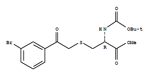 (S)-3-[2-(3-溴-苯基)-2-氧代-乙基磺?；鵠-2-叔丁氧基羰基氨基-丙酸甲酯結(jié)構(gòu)式_850411-17-5結(jié)構(gòu)式