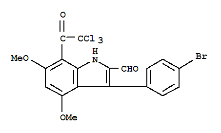 (9ci)-3-(4-溴苯基)-4,6-二甲氧基-7-(三氯乙?；?-1H-吲哚-2-羧醛結(jié)構(gòu)式_869960-15-6結(jié)構(gòu)式