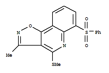 3-甲基-4-(甲基硫代)-6-(苯基磺?；?-異噁唑并[4,5-c]喹啉結(jié)構(gòu)式_899793-36-3結(jié)構(gòu)式
