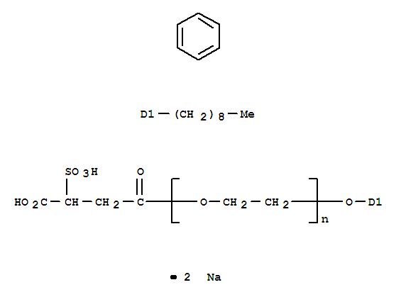Alpha-(3-carboxy-1-oxo-3-sulfopropyl)-omega-(nonylphenoxy)-poly(oxy-1,2-ethanediyl) sodium salt(1:2)Structure,9040-38-4Structure Alpha-(3-carboxy-1-oxo-3-sulfopropyl)-omega-(nonylphenoxy)-poly(oxy-1,2-ethanediyl) sodium salt(1:2) Structure,9040-38-4Structure