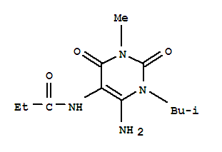  n-[6-氨基-1,2,3,4-四氫-3-甲基-1-(2-甲基丙基)-2,4-二氧代-5-嘧啶]-丙酰胺結(jié)構(gòu)式_90749-79-4結(jié)構(gòu)式
