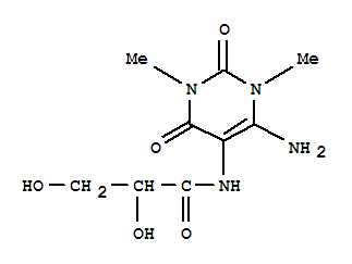 N-(6-氨基-1,2,3,4-四氫-1,3-二甲基-2,4-二氧代-5-嘧啶)-2,3-二羥基-丙酰胺結(jié)構(gòu)式_909258-67-9結(jié)構(gòu)式