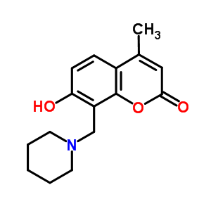 2H-1-benzopyran-2-one,7-hydroxy-4-methyl-8-(1-piperidinylmethyl)-Structure,10549-62-9Structure 2H-1-benzopyran-2-one,7-hydroxy-4-methyl-8-(1-piperidinylmethyl)- Structure,10549-62-9Structure