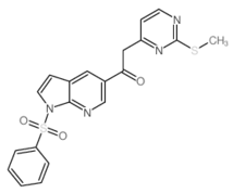 2-[2-(甲基硫代)嘧啶-4-基]-1-[1-(苯基磺?；?-1H-吡咯并[2,3-b]吡啶-5-基]乙酮結(jié)構(gòu)式_1111638-52-8結(jié)構(gòu)式