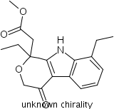 1,8-二乙基-1,3,4,9-四氫-4-氧代-吡喃并[3,4-b]吲哚-1-乙酸甲酯結(jié)構(gòu)式_111478-84-3結(jié)構(gòu)式