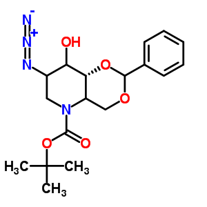 2-疊氮基-4,6-O-亞芐基-N-(叔-丁氧羰基)-1,2,5-三脫氧-1,5-亞氨基-D-山梨糖醇結(jié)構(gòu)式_133697-23-1結(jié)構(gòu)式