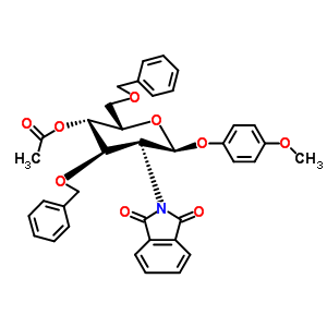 4-甲氧基苯基 4-O-乙?；?3,6-二-O-芐基-2-脫氧-2-鄰苯二甲酰亞氨基-beta-D-吡喃葡萄糖苷結(jié)構(gòu)式_140615-77-6結(jié)構(gòu)式