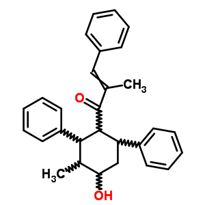 2-Propen-1-one,1-(4-hydroxy-3-methyl-2,6-diphenylcyclohexyl)-2-methyl-3-phenyl-Structure,14164-70-6Structure 2-Propen-1-one,1-(4-hydroxy-3-methyl-2,6-diphenylcyclohexyl)-2-methyl-3-phenyl- Structure,14164-70-6Structure