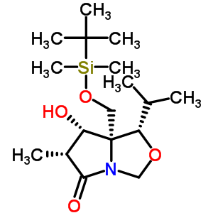 (3R,4s,5s,6s)-1-氮雜-5-(叔丁基二甲基甲硅烷基氧基甲基)-4-羥基-6-異丙基-3-甲基-7-噁雙環(huán)[3.3.0]-2-辛酮結(jié)構(gòu)式_145451-95-2結(jié)構(gòu)式