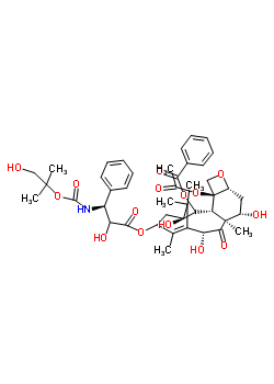 4-乙酰氧基-1,7,10-三羥基-13-{[2-羥基-3-({[(1-羥基-2-甲基-2-丙基)氧基]羰基}氨基)-3-苯基丙酰基]氧基}-9-氧代-5,20-環(huán)氧tax-11-烯-2-基苯甲酸酯結(jié)構(gòu)式_154044-57-2結(jié)構(gòu)式