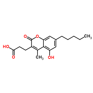 2H-1-benzopyran-3-propanoicacid, 5-hydroxy-4-methyl-2-oxo-7-pentyl-Structure,16849-38-0Structure 2H-1-benzopyran-3-propanoicacid, 5-hydroxy-4-methyl-2-oxo-7-pentyl- Structure,16849-38-0Structure