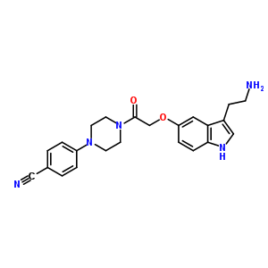 4-(4-(2-(3-(2-氨基乙基)-1H-吲哚-5-基氧基)乙?；?哌嗪-1-基)苯甲腈結(jié)構(gòu)式_170912-52-4結(jié)構(gòu)式