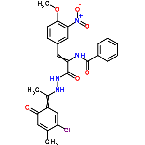 2-(苯甲?；被?-3-(4-甲氧基-3-硝基苯基)-2-丙酸-2-[1-(5-氯-2-羥基-4-甲基苯基)亞乙基]肼結(jié)構(gòu)式_17178-82-4結(jié)構(gòu)式