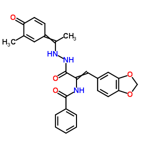 N-[2-苯并[1,3]二氧代-5-基-1-[[1-(3-甲基-4-氧代-1-環(huán)己二烯-2,5-基)乙基氨基]氨基甲酰]乙烯]苯甲酰胺結(jié)構(gòu)式_17178-85-7結(jié)構(gòu)式