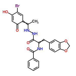 N-[2-苯并[1,3]二氧代-5-基-1-[[1-(3-溴-4-羥基-6-氧代-1-環(huán)己二烯-2,4-基)乙基氨基]氨基甲酰]乙烯]苯甲酰胺結(jié)構(gòu)式_17178-87-9結(jié)構(gòu)式