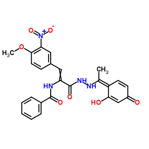 2-(苯甲?；被?-3-(4-甲氧基-3-硝基苯基)-2-丙酸-2-[1-(2,4-二羥基苯基)亞乙基]肼結構式_17180-32-4結構式