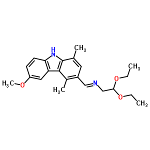 N-(2,2-diethoxyethyl)-1-(6-methoxy-1,4-dimethyl-9h-carbazol-3-yl)methanimineStructure,18073-24-0Structure N-(2,2-diethoxyethyl)-1-(6-methoxy-1,4-dimethyl-9h-carbazol-3-yl)methanimine Structure,18073-24-0Structure