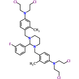 (9CI)-4,4-[[2-(3-氟苯基)二氫-1,3(2H,4H)-嘧啶二基]雙(亞甲基)]雙[N,N-雙(2-氯乙基)-3-甲基苯胺結構式_19320-32-2結構式