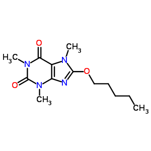 1H-purine-2,6-dione,3,7-dihydro-1,3,7-trimethyl-8-(pentyloxy)-Structure,2197-00-4Structure 1H-purine-2,6-dione,3,7-dihydro-1,3,7-trimethyl-8-(pentyloxy)- Structure,2197-00-4Structure