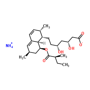 銨(3R,5R)-7-[(1S,2S,6R,8S,8aR)-2,6-二甲基-8-{[(2S)-2-甲基丁酰基]氧基}-1,2,6,7,8,8A-六氫-1-萘基]-3,5-二羥基庚烷酸酯結(jié)構(gòu)式_237073-64-2結(jié)構(gòu)式