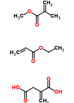 亞甲基丁二酮酸-2-丙烯酸乙酯與2-甲基-2-丙烯酸甲酯的聚合物 依康酸、丙烯酸乙酯、甲基丙烯酸甲酯的聚合物結(jié)構(gòu)式_24980-96-9結(jié)構(gòu)式