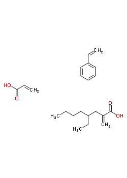 2-丙烯酸與苯乙烯和 2-乙基己基 2-丙烯酸酯的聚合物結(jié)構(gòu)式_25085-19-2結(jié)構(gòu)式