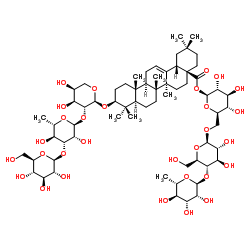 3-O-β-D-葡萄糖( 1→3)- a -L-鼠李糖(1→2)- a-L-阿拉伯糖 齊墩果酸– 28-O-鼠李糖(1→4)葡萄糖(1→6)葡萄糖苷結(jié)構(gòu)式_261767-91-3結(jié)構(gòu)式
