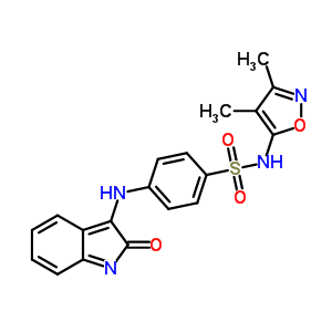 4-[(1,2-二氫-2-氧代-3H-吲哚-3-基)氨基]-n-(3,4-二甲基-5-異噁唑基)-苯磺酰胺結(jié)構(gòu)式_28558-58-9結(jié)構(gòu)式