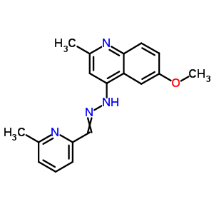 2-Pyridinecarboxaldehyde,6-methyl-, 2-(6-methoxy-2-methyl-4-quinolinyl)hydrazoneStructure,29125-43-7Structure 2-Pyridinecarboxaldehyde,6-methyl-, 2-(6-methoxy-2-methyl-4-quinolinyl)hydrazone Structure,29125-43-7Structure