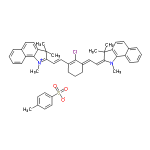 2-[(E)-2-[2-氯-3-[(E)-2-(1,3,3-三甲基-1,3-二氫-2H-苯并[G]吲哚-2-亞基)乙亞基]-1-環(huán)己烯-1-基]乙烯基]-1,3,3-三甲基-3H-苯并[G]吲哚對(duì)甲苯磺酸鹽結(jié)構(gòu)式_309967-80-4結(jié)構(gòu)式