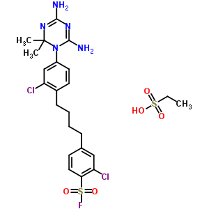 2-氯-4-[4-[2-氯-4-(4,6-二氨基-2,2-二甲基-1,3,5-噻嗪-1-基)苯基]丁基]苯磺酰氯結(jié)構(gòu)式_31368-49-7結(jié)構(gòu)式