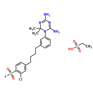 2-氯-4-[4-[3-(4,6-二氨基-2,2-二甲基-1,3,5-噻嗪-1-基)苯基]丁基]苯磺酰氯結(jié)構(gòu)式_31607-11-1結(jié)構(gòu)式