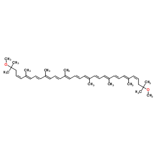 (4E,6e,8e,10e,12e,14e,16e,18e,20e,22e,24e,26e,28e)-2,31-dimethoxy-2,6,10,14,19,23,27,31-octamethyldotriaconta-4,6,8,10,12,14,16,18,20,22,24,26,28-tridecaeneStructure,34255-08-8Structure (4E,6e,8e,10e,12e,14e,16e,18e,20e,22e,24e,26e,28e)-2,31-dimethoxy-2,6,10,14,19,23,27,31-octamethyldotriaconta-4,6,8,10,12,14,16,18,20,22,24,26,28-tridecaene Structure,34255-08-8Structure