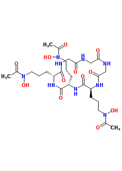 N-[3-[(2S,5S,17S)-5,17-二[3-(乙酰基-羥基氨基)丙基]-3,6,9,12,15,18-六氧代-1,4,7,10,13,16-六氮雜十八碳-2-基]丙基]-N-羥基乙酰胺結(jié)構(gòu)式_34787-28-5結(jié)構(gòu)式