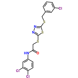 2-[5-(3-氯芐基硫代)-1,3,4-噻二唑-2-基硫代]-N-(3,4-二氯苯基)乙酰胺結(jié)構(gòu)式_353254-79-2結(jié)構(gòu)式