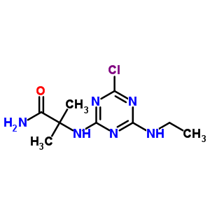 2-氯-4-(1-氨基甲酰-1-甲基乙基氨基)-6-乙基氨基-1,3,5-三嗪結(jié)構(gòu)式_36576-42-8結(jié)構(gòu)式