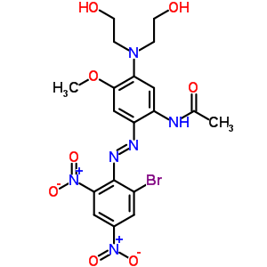 2,4-二硝基-6-溴-4-[雙(2-羥基乙基)氨基]-5-甲氧基-2-(乙?；被?氮雜苯結(jié)構(gòu)式_37395-76-9結(jié)構(gòu)式