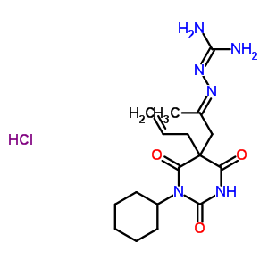 2-[1-(1-環(huán)己基-2,4,6-三氧代-5-丙-2-烯基-1,3-二嗪農(nóng)-5-基)丙-2-亞基氨基]胍鹽酸鹽結(jié)構(gòu)式_37402-19-0結(jié)構(gòu)式